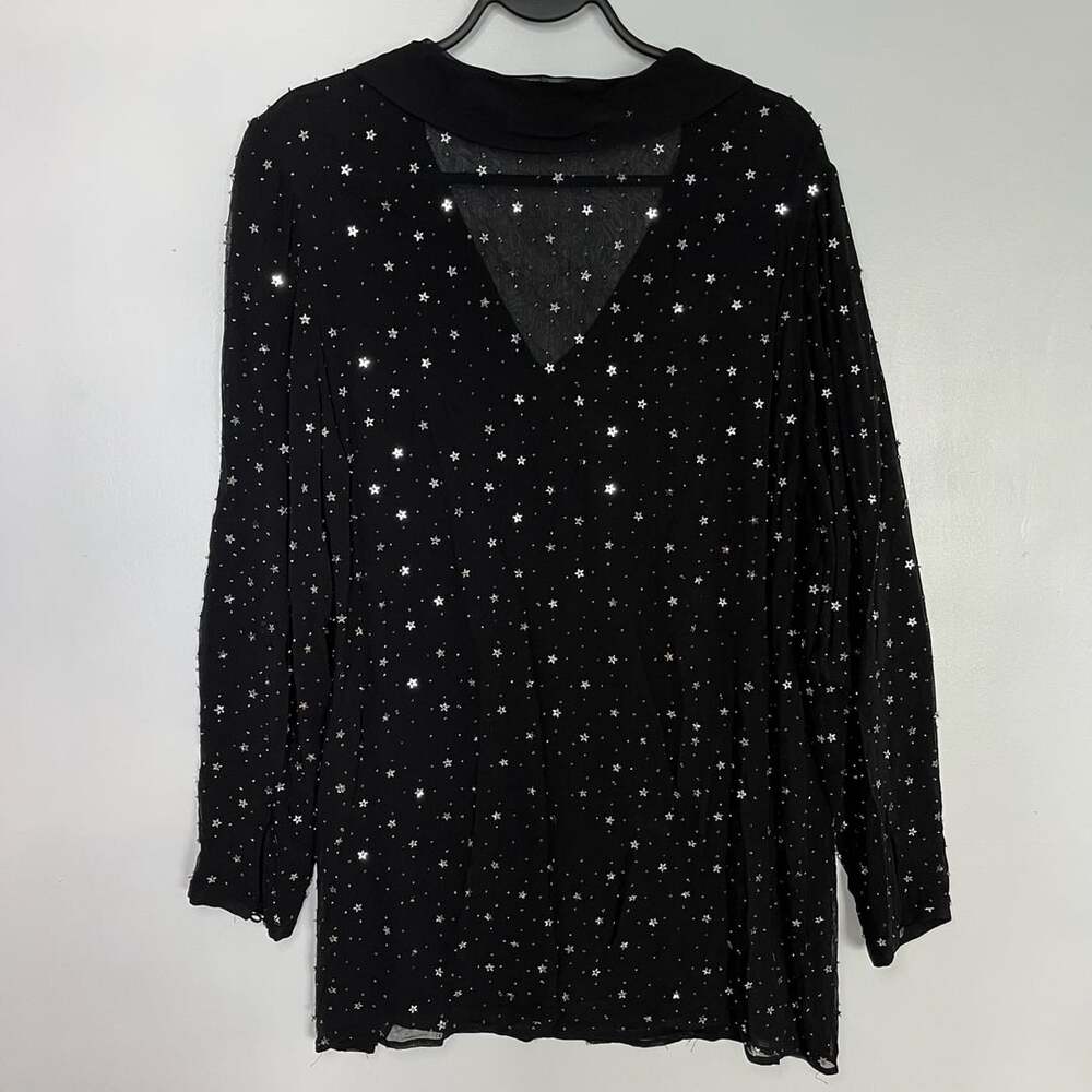 All Saints Shalien Star Embellished Sheer Black Top Blouse - Picture 9 of 13